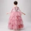Mode Godis Rosa Genomskinliga Födelsedag Brudnäbbsklänning 2020 Balklänning Urringning 3/4 ärm Appliqués Spets Beading Långa Cascading Volanger