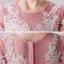 Mode Godis Rosa Genomskinliga Födelsedag Brudnäbbsklänning 2020 Balklänning Urringning 3/4 ärm Appliqués Spets Beading Långa Cascading Volanger