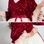 Vintage / Retro Red Champagne Suede Winter Birthday Flower Girl Dresses 2020 Princess High Neck Puffy 3/4 Sleeve Star Embroidered Sash Short Ruffle