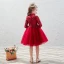 Vintage / Retro Red Birthday Flower Girl Dresses 2020 Ball Gown High Neck 3/4 Sleeve Appliques Lace Sequins Beading Short Ruffle