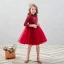 Vintage / Retro Red Birthday Flower Girl Dresses 2020 Ball Gown High Neck 3/4 Sleeve Appliques Lace Sequins Beading Short Ruffle