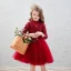 Vintage / Retro Red Birthday Flower Girl Dresses 2020 Ball Gown High Neck 3/4 Sleeve Appliques Lace Sequins Beading Short Ruffle