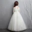 Chic / Beautiful White Flower Girl Dresses 2020 A-Line / Princess See-through High Neck Long Sleeve Appliques Lace Beading Pearl Floor-Length / Long Ruffle