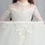 Chic / Beautiful White Flower Girl Dresses 2020 A-Line / Princess See-through High Neck Long Sleeve Appliques Lace Beading Pearl Floor-Length / Long Ruffle
