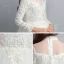 Chic / Beautiful White Flower Girl Dresses 2020 A-Line / Princess See-through High Neck Long Sleeve Appliques Lace Beading Pearl Floor-Length / Long Ruffle