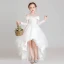 Elegant White See-through Flower Girl Dresses 2020 Ball Gown Scoop Neck Long Sleeve Appliques Lace Beading Asymmetrical Ruffle