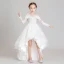 Elegant White See-through Flower Girl Dresses 2020 Ball Gown Scoop Neck Long Sleeve Appliques Lace Beading Asymmetrical Ruffle