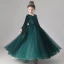 Chic / Beautiful Dark Green Flower Girl Dresses 2020 Ball Gown Scoop Neck Long Sleeve Sequins Floor-Length / Long Ruffle