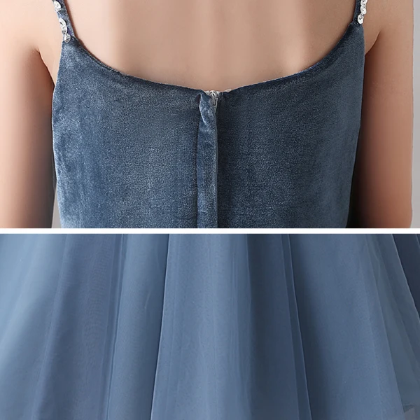 Fashion Navy Blue Birthday Flower Girl Dresses 2020 Ball Gown Spaghetti Straps Sleeveless Backless Sequins Beading Floor-Length / Long Ruffle