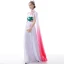 Chinese style Affordable White Chiffon Evening Dresses  2020 A-Line / Princess See-through High Neck Short Sleeve Appliques Embroidered Flower Watteau Train Formal Dresses