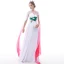 Chinese style Affordable White Chiffon Evening Dresses  2020 A-Line / Princess See-through High Neck Short Sleeve Appliques Embroidered Flower Watteau Train Formal Dresses