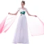 Chinese style Affordable White Chiffon Evening Dresses  2020 A-Line / Princess See-through High Neck Short Sleeve Appliques Embroidered Flower Watteau Train Formal Dresses