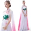 Chinese style Affordable White Chiffon Evening Dresses  2020 A-Line / Princess See-through High Neck Short Sleeve Appliques Embroidered Flower Watteau Train Formal Dresses