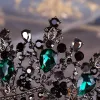 Vintage / Originale Baroque Noire Tiare Accessoire Cheveux Mariage 2020 Alliage Vert Foncé Faux Diamant Accessorize