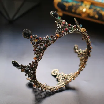 Vintage Retro Colored Rhinestone Tiara 2020 Gold Alloy Bridal Hair Accessories