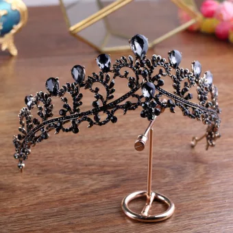Vintage Retro Baroque Black Tiara Bridal Hair Accessories 2020 Metal Rhinestone Wedding Accessories