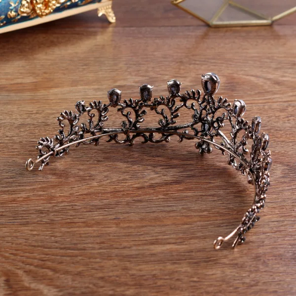 Vintage Barokowy Czarne Tiara Ozdoby Do Włosów Ślubne 2020 Metal Rhinestone Ślub Akcesoria