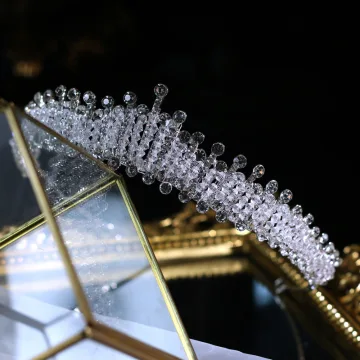 Klassisk Silver Rhinestone Kristall Tiara Brud Huvudbonad 2020 Metall Bröllop Tillbehör