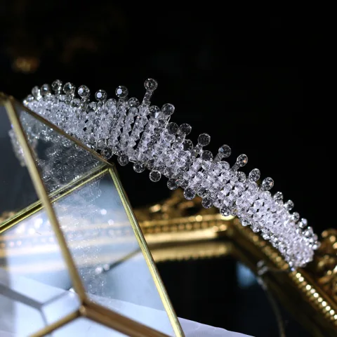 Klassisch Silber Strass Kristall Diadem Haarschmuck Braut  2020 Metall Hochzeit Brautaccessoires