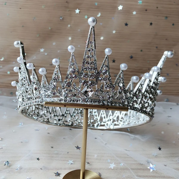 Fine Sølv Tiara Har Tilbehor 2020 Metall Perle Rhinestone Bryllup Tilbehør