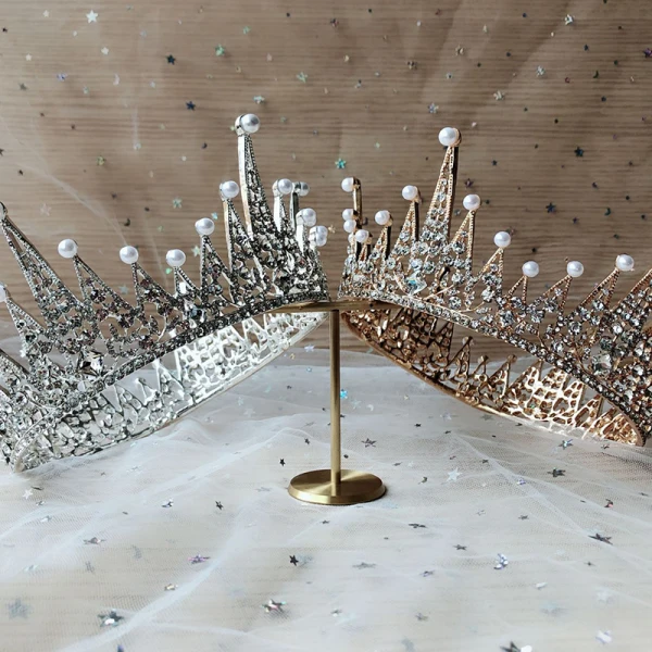 Fine Sølv Tiara Har Tilbehor 2020 Metall Perle Rhinestone Bryllup Tilbehør