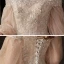Victorian Style Champagne Bridal Wedding Dresses 2020 Ball Gown Off-The-Shoulder Puffy Long Sleeve Backless Appliques Sequins Glitter Tulle Cathedral Train Ruffle