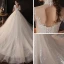 Vintage / Retro Champagne See-through Bridal Wedding Dresses 2020 Ball Gown High Neck Short Sleeve Appliques Lace Beading Chapel Train Ruffle