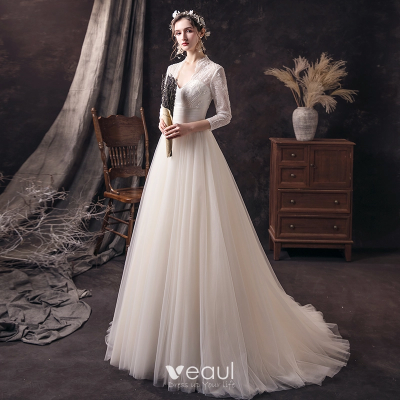 A-line Popular Wedding Dresses, 2020 Affordable Long Wedding Dresses, Bridal Gowns