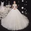 Illusion Champagne Bridal Wedding Dresses 2020 Ball Gown High Neck Short Sleeve Backless Beading Glitter Tulle Cathedral Train Ruffle