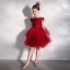 High Low Red Birthday Flower Girl Dresses 2020 Ball Gown Off-The-Shoulder Short Sleeve Backless Appliques Flower Beading Asymmetrical Court Train Cascading Ruffles