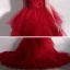 High Low Red Birthday Flower Girl Dresses 2020 Ball Gown Off-The-Shoulder Short Sleeve Backless Appliques Flower Beading Asymmetrical Court Train Cascading Ruffles