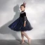 Chic / Belle Bleu Marine Transparentes Anniversaire Robe Ceremonie Fille 2020 Robe Boule Col Haut Gonflée 3/4 Manches Noeud Glitter Paillettes Tulle Courte Volants