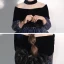 Chic / Belle Bleu Marine Transparentes Anniversaire Robe Ceremonie Fille 2020 Robe Boule Col Haut Gonflée 3/4 Manches Noeud Glitter Paillettes Tulle Courte Volants