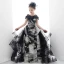 Fancy Black Gold Birthday Wedding Party Dresses 2020 Ball Gown Scoop Neck Short Sleeve Printing Split Front Floor-Length / Long Ruffle