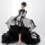 High Low Black Gold Birthday Flower Girl Dresses 2020 Ball Gown High Neck Cap Sleeves Sash Printing Tulle Asymmetrical Ruffle