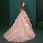 Victorian Style Pearl Pink Birthday Flower Girl Dresses 2020 Princess V-Neck Puffy Long Sleeve Backless Appliques Lace Beading Glitter Tulle Feather Sweep Train Ruffle