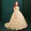 Schöne Gelb Geburtstag Blumenmädchenkleider Mit Schal 2020 Ballkleid Rundhalsausschnitt Ärmellos Rückenfreies Applikationen Spitze Pailletten Strass Sweep / Pinsel Zug Rüschen