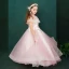 Elegant Candy Pink Birthday Flower Girl Dresses 2020 A-Line / Princess Scoop Neck Short Sleeve Flower Appliques Lace Beading Pearl Floor-Length / Long Ruffle
