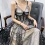 Sexy Schwarz Gold Durchsichtige Abendkleider 2020 Ballkleid Spaghettiträger Ärmellos Glanz Star Lange Rüschen Rückenfreies Festliche Kleider
