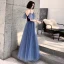 Chic / Beautiful Royal Blue Suede Evening Dresses  2020 A-Line / Princess Spaghetti Straps Short Sleeve Floor-Length / Long Ruffle Backless Formal Dresses