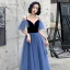 Chic / Beautiful Royal Blue Suede Evening Dresses  2020 A-Line / Princess Spaghetti Straps Short Sleeve Floor-Length / Long Ruffle Backless Formal Dresses