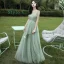 Affordable Mint Green See-through Bridesmaid Dresses 2020 A-Line / Princess Sleeveless Backless Sash Floor-Length / Long Ruffle
