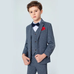 Modest Simple Spotted Tie Grey Boys Wedding Suits 2020