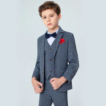 Modest Simple Spotted Tie Grey Boys Wedding Suits 2020