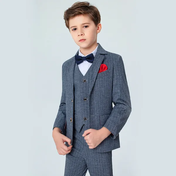 Modest / Simple Spotted Tie Grey Boys Wedding Suits 2020