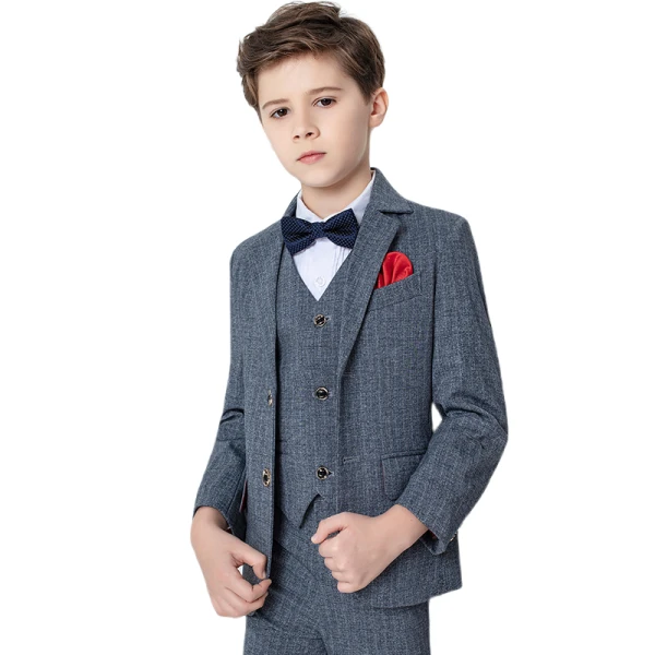 Modest / Simple Spotted Tie Grey Boys Wedding Suits 2020