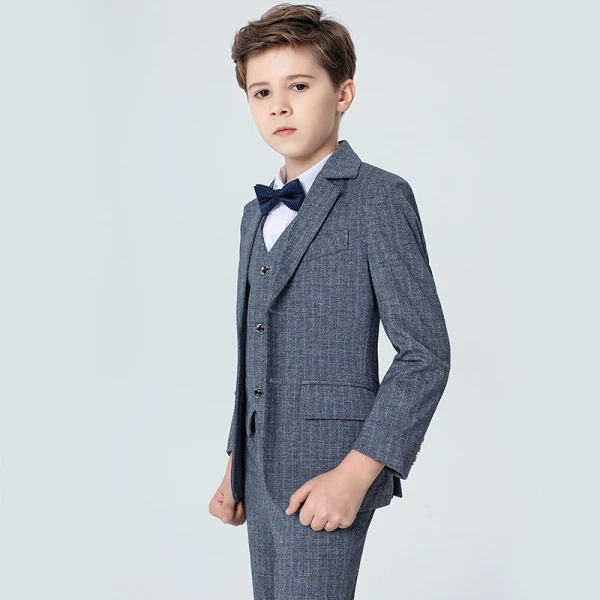 Modest / Simple Spotted Tie Grey Boys Wedding Suits 2020