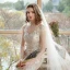 Beste Champagner Durchsichtige Hochzeits Brautkleider / Hochzeitskleider 2020 Meerjungfrau Eckiger Ausschnitt Ärmellos Rückenfreies Blumen Applikationen Spitze Hof-Schleppe Rüschen