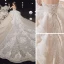 Luksus Champagne Bryllups Brudekjoler 2020 Ballkjole Kjæreste Uten Ermer Ryggløse Glitter Tyll Appliques Blonder Beading Royal Train Buste