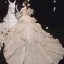 Luxe Champagne La Mariée Robe De Mariée 2020 Robe Boule De l'épaule Manches Courtes Dos Nu Appliques En Dentelle Perlage Glitter Tulle Chapel Train Volants